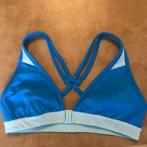Size 6 front closure blue Lululemon sports bra